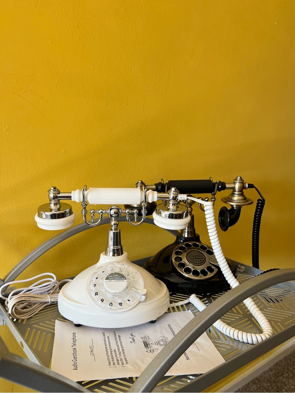 Set of 2 Audio Guestbook Telephones (Black & White)  ⚠️ read description!